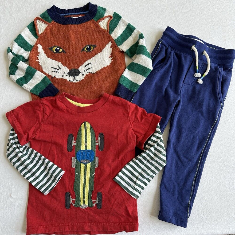 Mini Boden Boys Lot Fox Sweater Skate Board Tee Pants Size 2/3 yrs